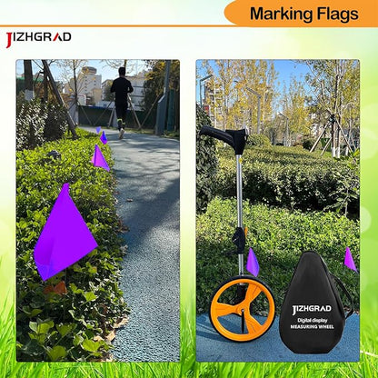 50Pack Purple Marking Flags, JIZHGRAD 13x4x5 Inch Marker Flags Use for Yard & Lawn, Boundary & Dog Training, Survey & Landscape, Sprinkler & Surveyor, Garden & Construction, High Visibility, Sturdy, Versatile, UV & Weather Resistant