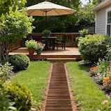 8.2ft Wooden Garden Pathway - Weather Resistant Carbonized Pine Roll Out Decorative Walkway, Boardwalk Pathway Pavers for Outside Stepping Stones Outdoor Flooring Patio Pool Backyard (Brown)