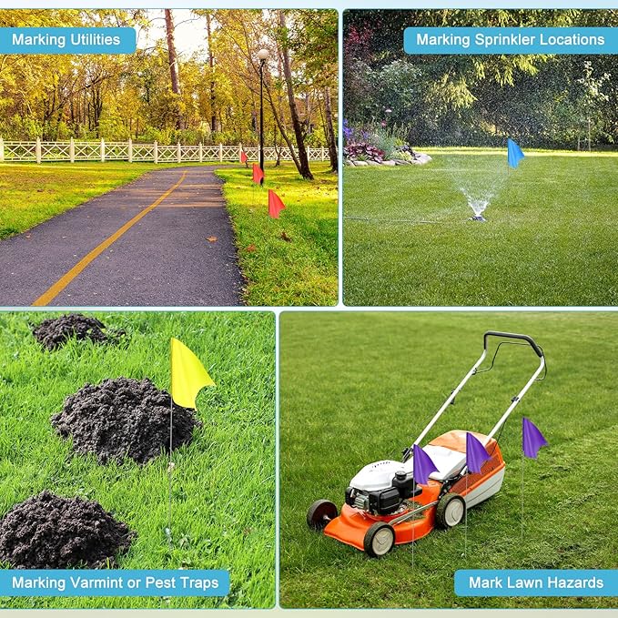 M METERXITY 20-Pack Blank Marking Flags, 15x5.1x4 Inch Waterproof Yard Flags Marking for Lawn/Garden/Irrigation/Landscape/Sprinkler/Survey/Dog Training/DIY [Blue]