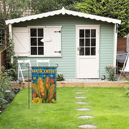 Corn Garden Flag Seasonal Double Sided 12 x 18 Inch Small Yard Flag for Indoor Outdoor Decor Holiday All Seasons