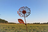 Metal Rustic and Colorful Flower Stakes Ranging from 9.5 to 36 Inches Tall (Daisy + 2 Twisted Daisy Stake Set, Naturally Rusted)