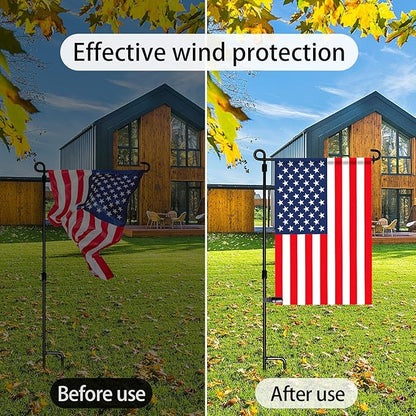 HOOSUN 10 Pack Garden Flags Clips And Stoppers,Tiger Clips For Garden Flag Holder,Rubber Stoppers Yard Flag Holder Clip for Small Flags Pole 4th of July Accessories