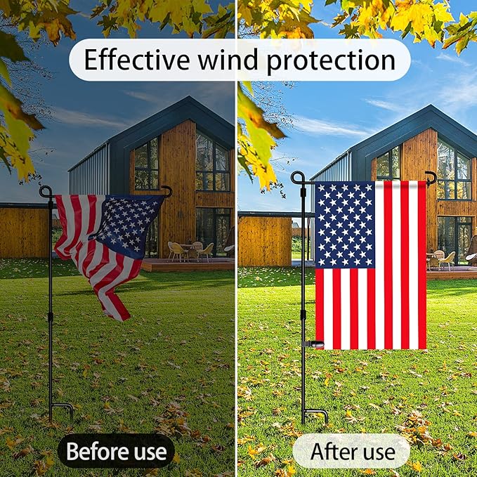HOOSUN 20 Pack Garden Flags Clips And Stoppers,Tiger Clips For Garden Flag Holder,Rubber Stoppers Yard Flag Holder Clip for Small Flags Pole 4th of July Accessories