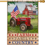 Furiaz July 4th Farm Family Country Barn Tractor American Patriotic House Flag, USA America Memorial Day Garden Yard Decorative Home Outside Decoration, Summer Farmhouse Outdoor Large Decor 28 x 40