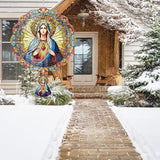 Hanging Wind Spinners Outdoor, 3D Kinetic Metal Wind Spinner with Virgin Mary Sacred Heart Design for Garden Yard Decor, Catholic Gifts for Women Sympathy Memorial