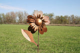 Metal Rustic and Colorful Flower Stakes Ranging from 9.5 to 36 Inches Tall (Sunflower Stake 34" Tall, Naturally Rusted)