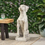 Merax MGO Antique White Dog Garden Statue - Outdoor Cast Stone Decor, Vintage-Style Yard Art, Weather-Resistant Patio Sculpture, No Assembly Required (31.5" H x 13" W)