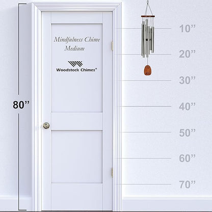 Woodstock Wind Chimes for Outside, Garden Decor, Outdoor Decor for Your Patio and Front Porch (28") Silver Wind Chime Woodstock Mindfulness Chime Medium (WMCM)