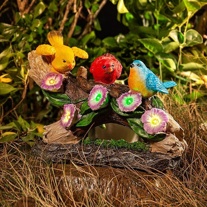 Malister Bird Figurines with Color Changing Solar Light Garden Decor, Outdoor Decor Garden Statues, Gnome Decor Porch Outdoor Statues Patio Decorations Lawn Yard Art, Statue Gifts