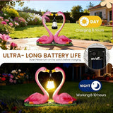 Reallnaive Outdoor Solar Lawn Flamingo Lights for Mom Waterproof Garden Kissing Flamingo Heart Decoration with LED Decoration for Summer Party Favors Gifts Yard Patio Lawn Courtyard Centerpiece Decor
