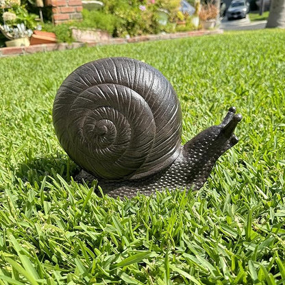 Cast Iron Snail Sculpture (8.1" Tall) - Rust Brown Unique Garden and Indoor/Outdoor Decorative Ornament Statue HC8431