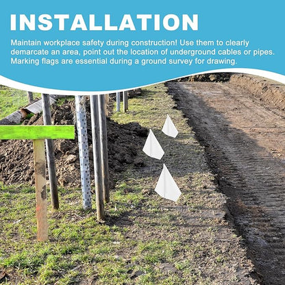 M METERXITY 10-Pack Blank Marking Flags, 15x5.1x4 Inch Waterproof Yard Flags Marking for Lawn/Garden/Irrigation/Landscape/Sprinkler/Survey/Dog Training/DIY [White]
