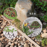 Outdoor Garden Decor Stepping Stones - Resin Tortoise Decorative Stones Pavers for Garden Decor for Outside Walkway Yard 9.5 * 9.5 * 0.5 Inch