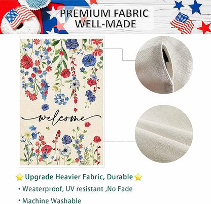 Baccessor 4th of July Patrioctic Garden Flag 12.5 x 18 Inch Double Sided God Bless America Memorial Day Floral Yard Flag Vertical Summer Seasonal Farmhouse Yard Outdoor Decoration