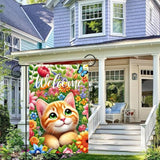 BlissYard Spring Cat Garden Flag 12x18 Inches Double Sided Cute Colorful Floral Sunflower Butterfly Welcome Yard Flags Summer Seasonal Flower for Outside Decor Home Farmhouse Holiday Decorations