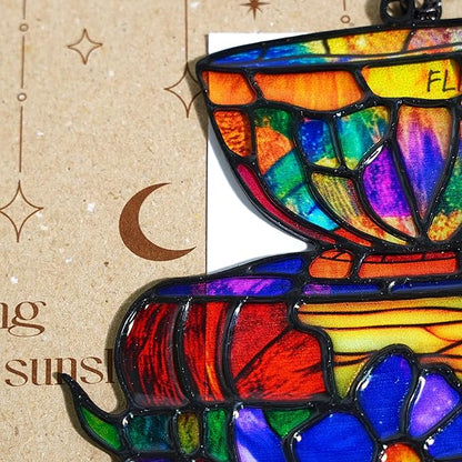Books Teacup Handmade Artisan Resin Sun Catcher, Book Suncatchers for Window Hanging, Bookish Gifts for Readers Book Lovers Bookworm, Gift for Mother's Day, Women, Mom, Wife, Grandma