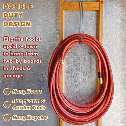 Over The Wall Heavy Duty Concrete Cinder Cement Block Wall Outdoor No Drill Fence Hooks Hangers - Extra Long Large Rafter Ladder Pool Equipment Pole Hangers for Planters Hoses Horse Tack Organization
