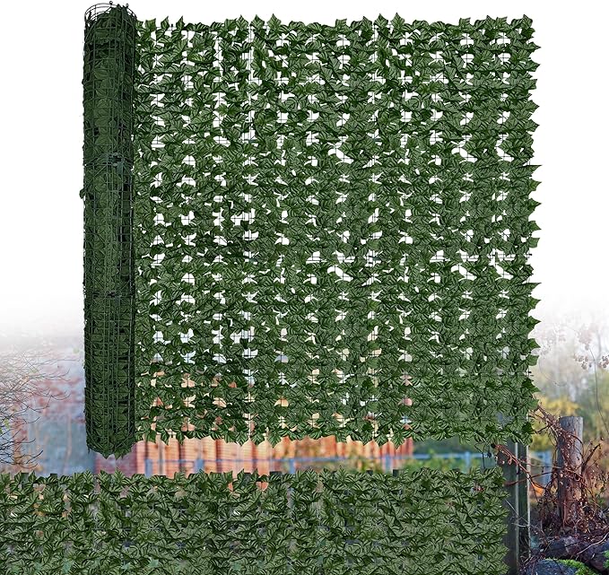 Artificial Ivy Privacy Fence Screen: 60"x 120" (50 Sqft) Anti-Ultraviolet Artificial Hedge Grass Wall, Used for Indoor and Outdoor Green Background, Garden Greening Decoration