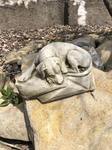 Sleeping Dog Statue | Reconstituted Stone Animal Concrete Garden Decor Lawn Ornament - Made in UK