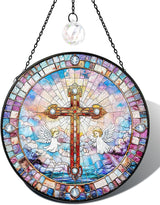 Christian Stained Glass Window Hanging Sun Catcher, Religious Faith for Mom or Grandma, Church Window Decor
