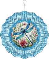 Dragonfly Wind Spinner Outdoor, Hanging Metal Wind Catcher, Garden Decor Gift for Women Men, 12" 3D Stainless Steel Kinetic Art for Yard, with Center Pendant