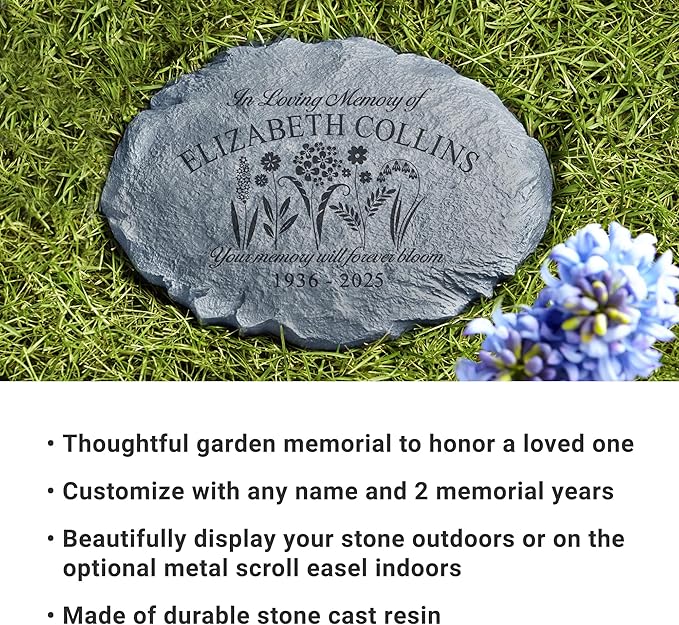 Let's Make Memories Personalized in Memory Sympathy Garden Stone - Memorial Marker – Condolences