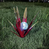 Tequila Rustic Sculpture, Metal Agave Statues Garden Hand Painted Decor for Yard Lawn Patio, Home Outdoor Courtyard Decoration with Solar Light Hollowed Leaves, Ornament Gifts (Red, Size)