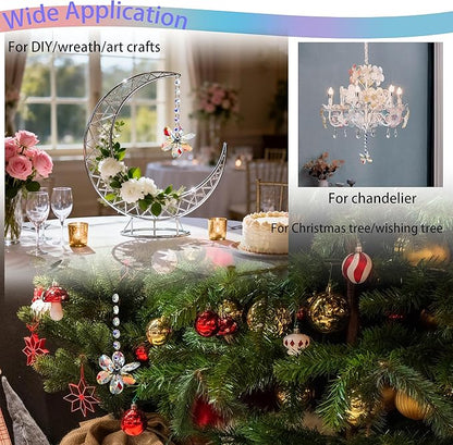 Flower Petal Crystal Suncatcher Hanging Crystals for Windows Sun Catcher Chandelier Lamp Tree Decor, Crystal Glass Ornaments (AB)