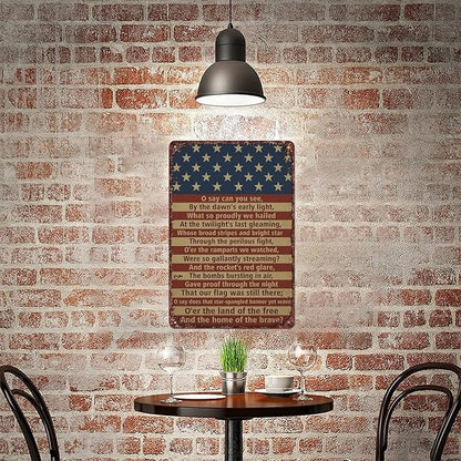 American Flag Star Spangled Banner Metal Signs Are For Home Patios, Terraces, Bars, Wall Decorations And Are 12x8 Inch In Size