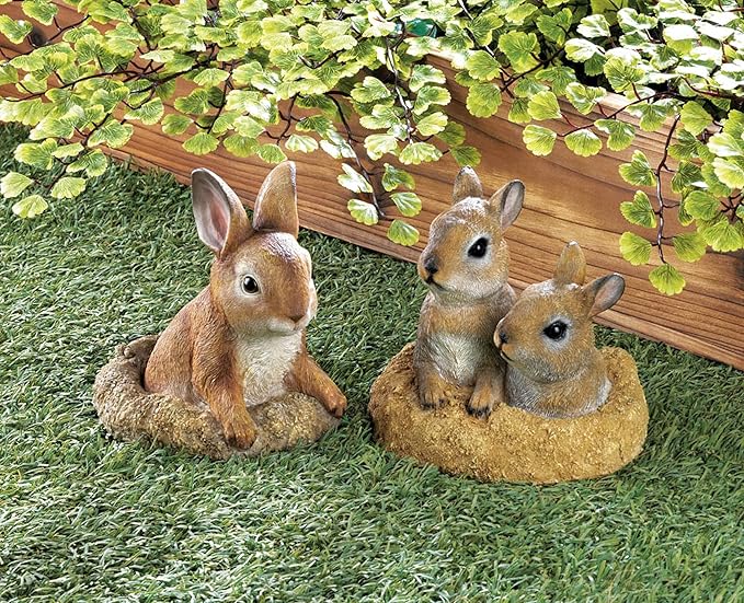 Zingz & Thingz Outdoor Garden Cottage Core Collection Miniature Sculpture, 5.5x5.5x6.25, Curious Bunny
