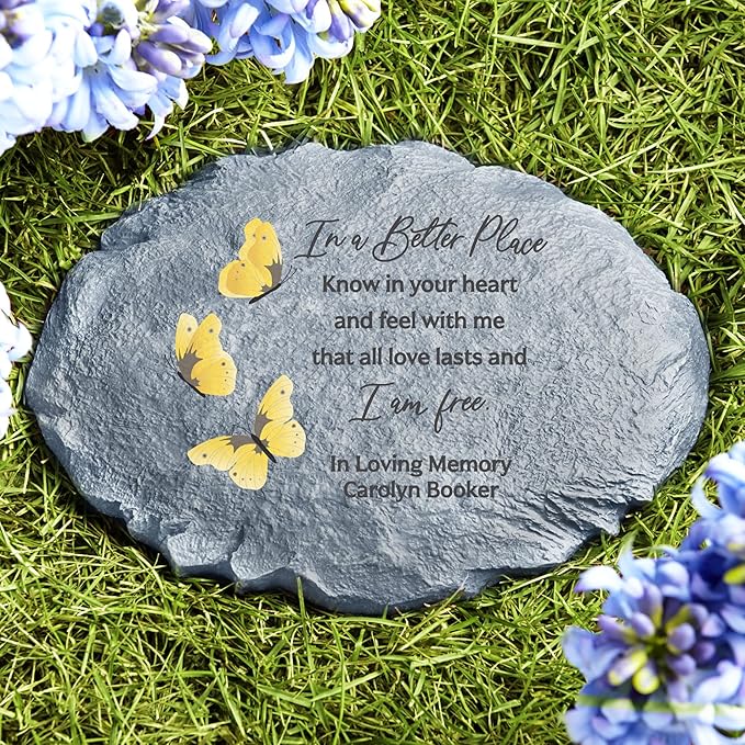 Let's Make Memories Personalized Sympathy Garden Stone - I Am Free - Condolence & Memorial Gift - Customize with Message -11" Lx6 Wx3 D