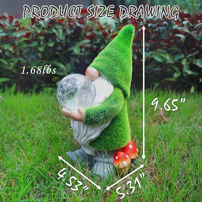 Solar Gnomes Statue Garden Decor -Gnomes Lover Gifts, with Gazing Solar LED Lights Ball Gnomes Decoration for Garden Yard Patio Lawn Balcony - Gifts for Mom Grandma