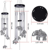 Outdoor Elephant Wind Chimes Indoor Decor - Pure Hand-Made Mobile Romantic Windcatcher 28" Elephant Wind Chime for Home, Xmas, Gift for Mom, Balcony, Patio, Garden Decoration(5 Tubes, 6 Elephants)