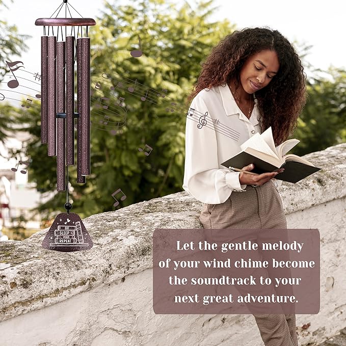 Kubbut Book Lovers Gifts 32" Wind Chimes, Bookish Gifts for Women/Men, Book Club/Reading Gift Decoration for Reader Librarian Teacher, Bookworm Books Nerd Present