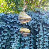 Wind Spinner Metal Garden Spinners Outdoor Garden Art for Backyard Outdoor Hanging Decor and Spinners for Yard and Garden Ornaments 3D Shape (White Gold Helix)