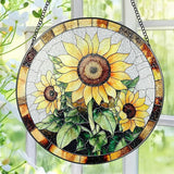 Sunflower Stained Glass Suncatcher, Stained Glass Window Hanging, 8 Inch Sunflower Suncatcher, Sunflower Glass Window Decor, Christmas, Mother's Day, Birthday, Gifts for Mom, Grandma Gift