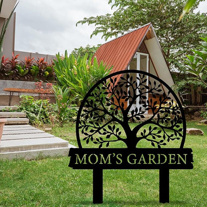 Personalized Garden Sign with Tree Of Life Design, Custom Garden Stake with Nature, Customized Garden Gift, Farmhouse Flower Garden Decor for Outside, Gardening Decor Gifts for Gardeners, Backyard Art