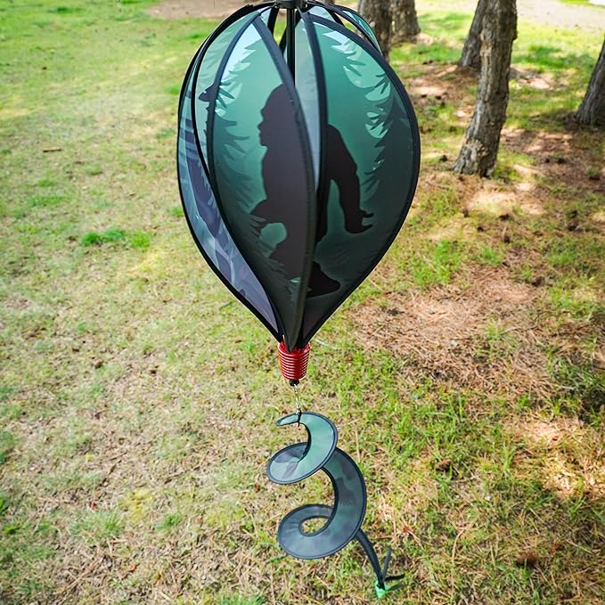 In the Breeze 0975 — Sasquatch 6-Panel Hot Air Balloon — Bigfoot Wind Spinner with Tail for Yards and Gardens…