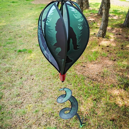In the Breeze 0975 — Sasquatch 6-Panel Hot Air Balloon — Bigfoot Wind Spinner with Tail for Yards and Gardens…
