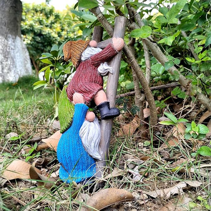 Climbing Ladder Gnomes Tree Faces Decor for Yard Cute Gnome Garden Statue Art Resin Dwarf Sculpture Outdoor Decoration Ornaments