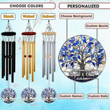 Personalized Wedding Gifts for The Couple, Custom Crystal Tree of Life Wind Chime, Suncatcher Ornament Outdoor Chimes Hanging, Mother's Day Birthday Gifts for Women, Grandma, Nana Garden Décor