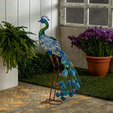 Evergreen Garden 33" Outdoor Solar Peacock Statue | Metal Peacock Decor LED Solar Lights | Garden Stake Lights | Patio Yard Garden Lawn Party Wedding Decoration
