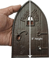 Lulu Decor 100% Cast Iron Miniature Fairy Door + 2 Windows with Glow in Dark Paint, Garden Ornament for Bottom of Trees (8 inches)