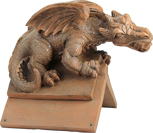 Design Toscano NG30667 Apex, the Winged Dragon Sculptural Roof Cresting,Terra Cotta