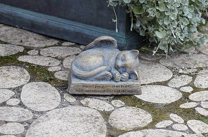 Roman 5.5" L Cat with Angel Wings Garden Statue, Decorative Stone, Memorial Gift
