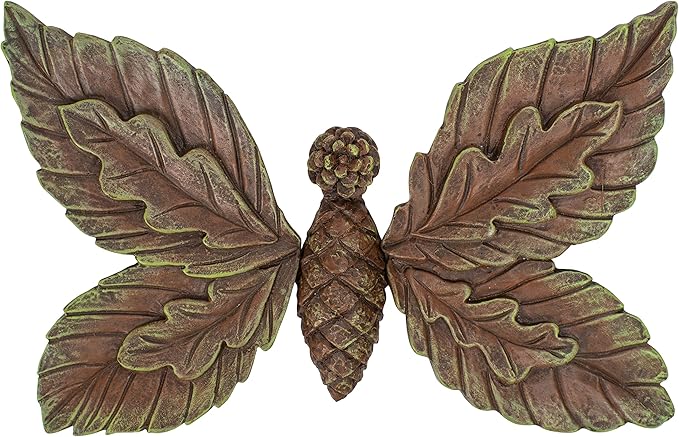 NAT & Jules Pinecone Butterfly Brown 3 inch Resin Stone Outdoor Tree Face Statue