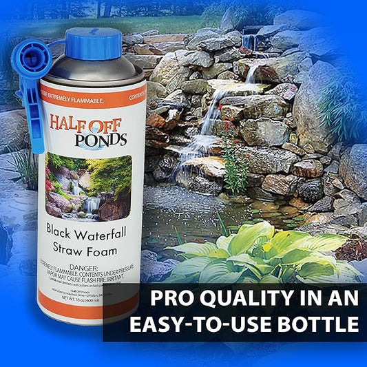 Half Off Ponds Black Waterfall Foam Sealant Spray – Expanding Pond Foam for Koi Ponds, Water Features & Rock Gaps – Landscape Foam Filler for Waterfalls – 16oz Straw Can, Waterproof Polyurethane