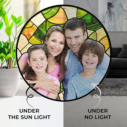 Custom Family Image, Transform Your Photos Into Art, Personalized Window Stained Glass, Father Memorial Gifts, Personalized Family Stained Glass Suncatcher, Custom Photo Ornament
