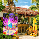 BlissYard Welcome Summer Beach Garden Flag 12x18 Double Sided Vertical Outdoor Decor Surfboard Chair Tropical Yard Garden Lawn Banner Coastal Seasonal Display