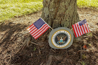 Red Carpet Studios Military Garden Stone with Flags, 10", United States Navy